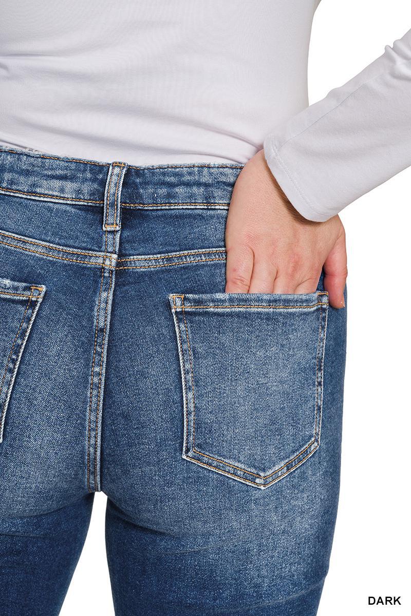 Zenana DNP-1646DDX Plus kick crop flare denim pants
