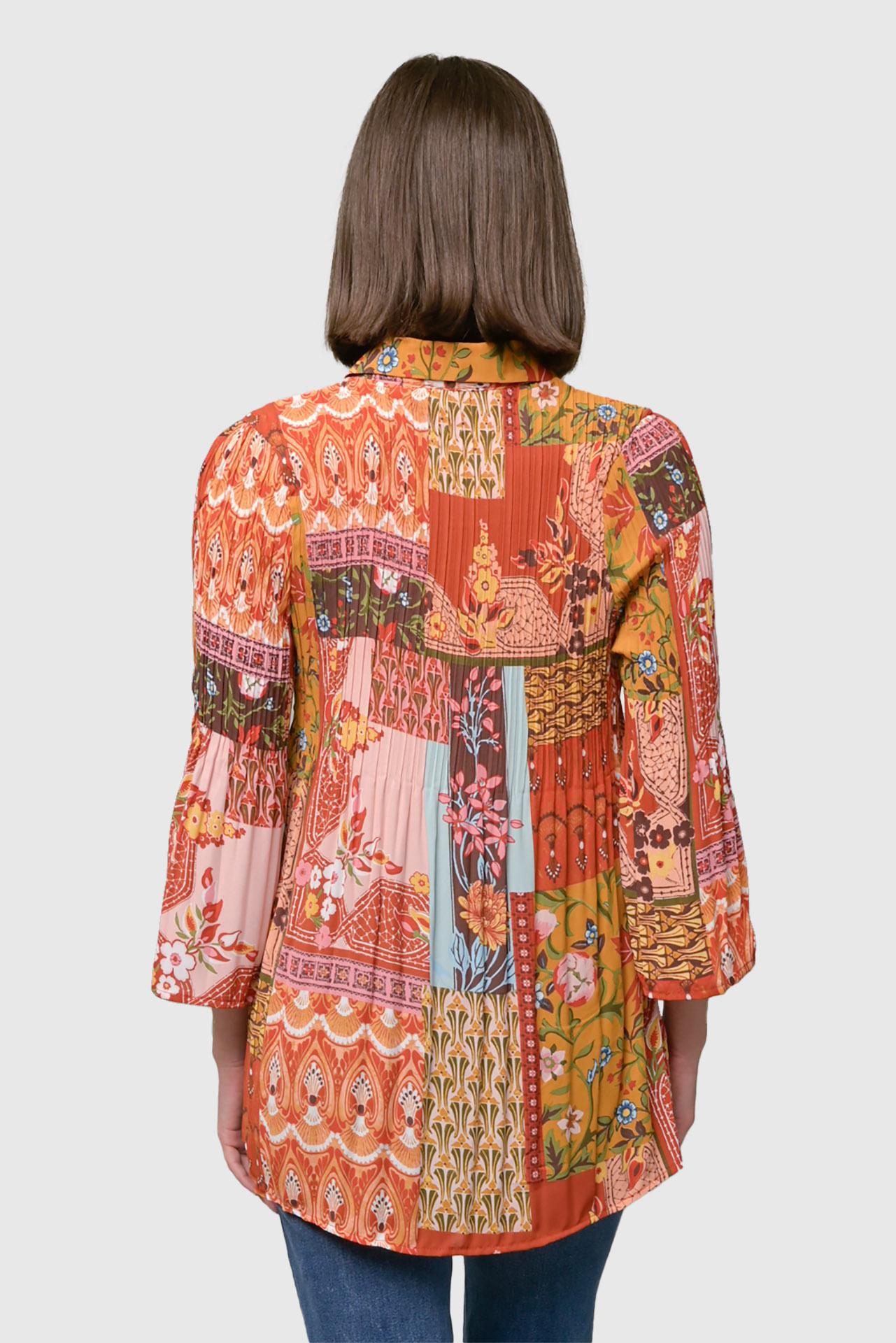 Georgette Button Front Bell Sleeve Blouse