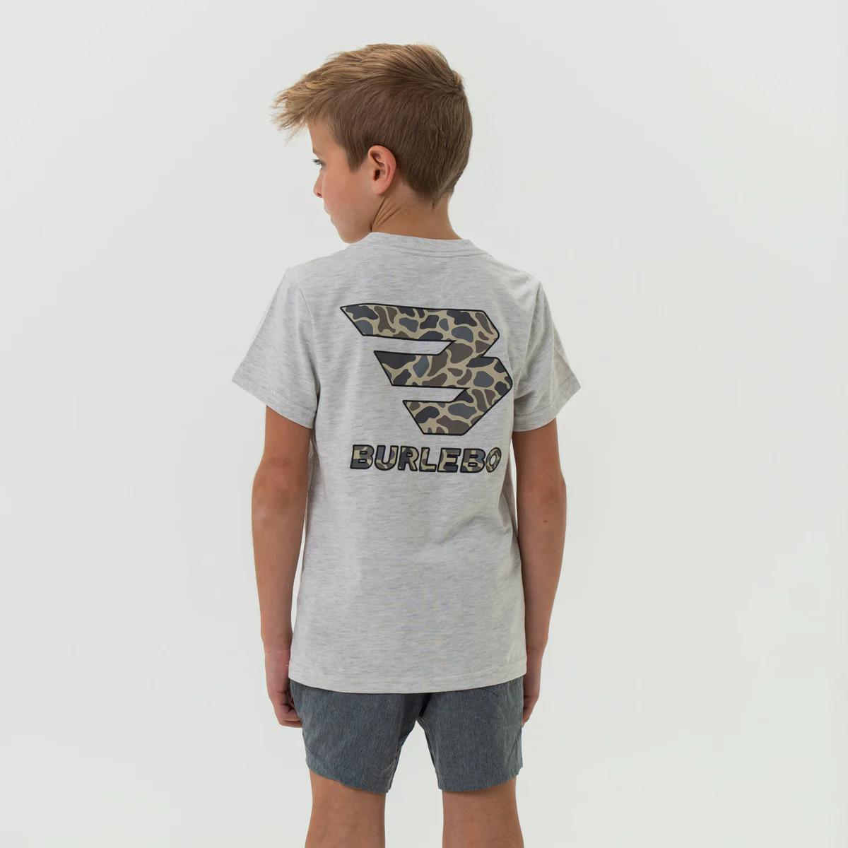 Burlebo - Youth Tee - Flying B Logo - Heather Ash Grey