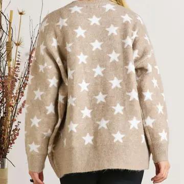 Long Sleeve Crew Neck Star Sweater Top CESW2417A