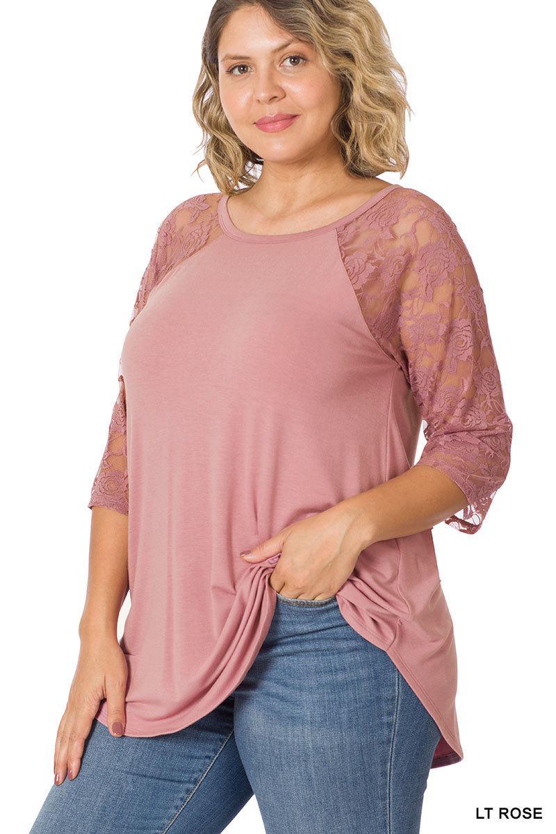 ZENANA LT-6332 Lace Half Sleeve Top