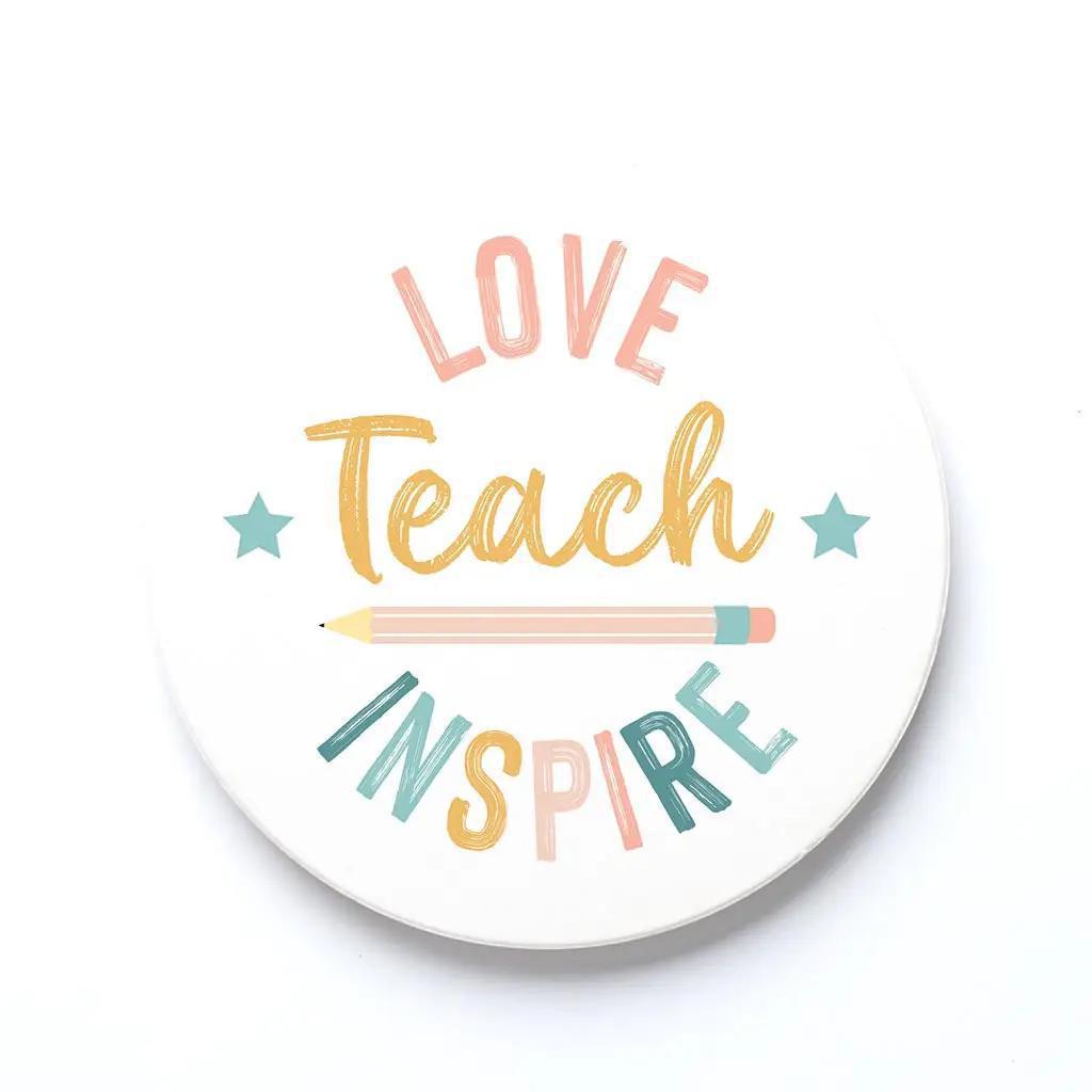Ceramic Coaster, Love Teach Inspire, Teacher Gift