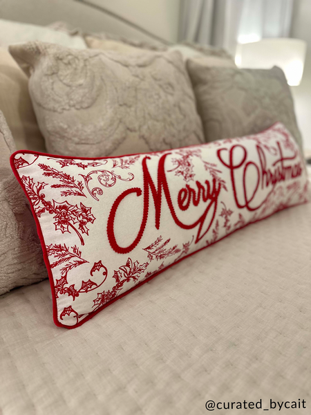 Merry Christmas Toile Pillow