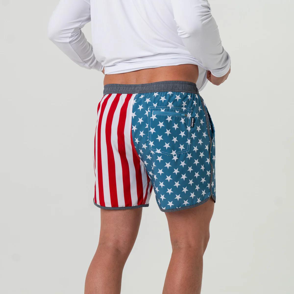 BURLEBO Throwback USA Swim Trunks