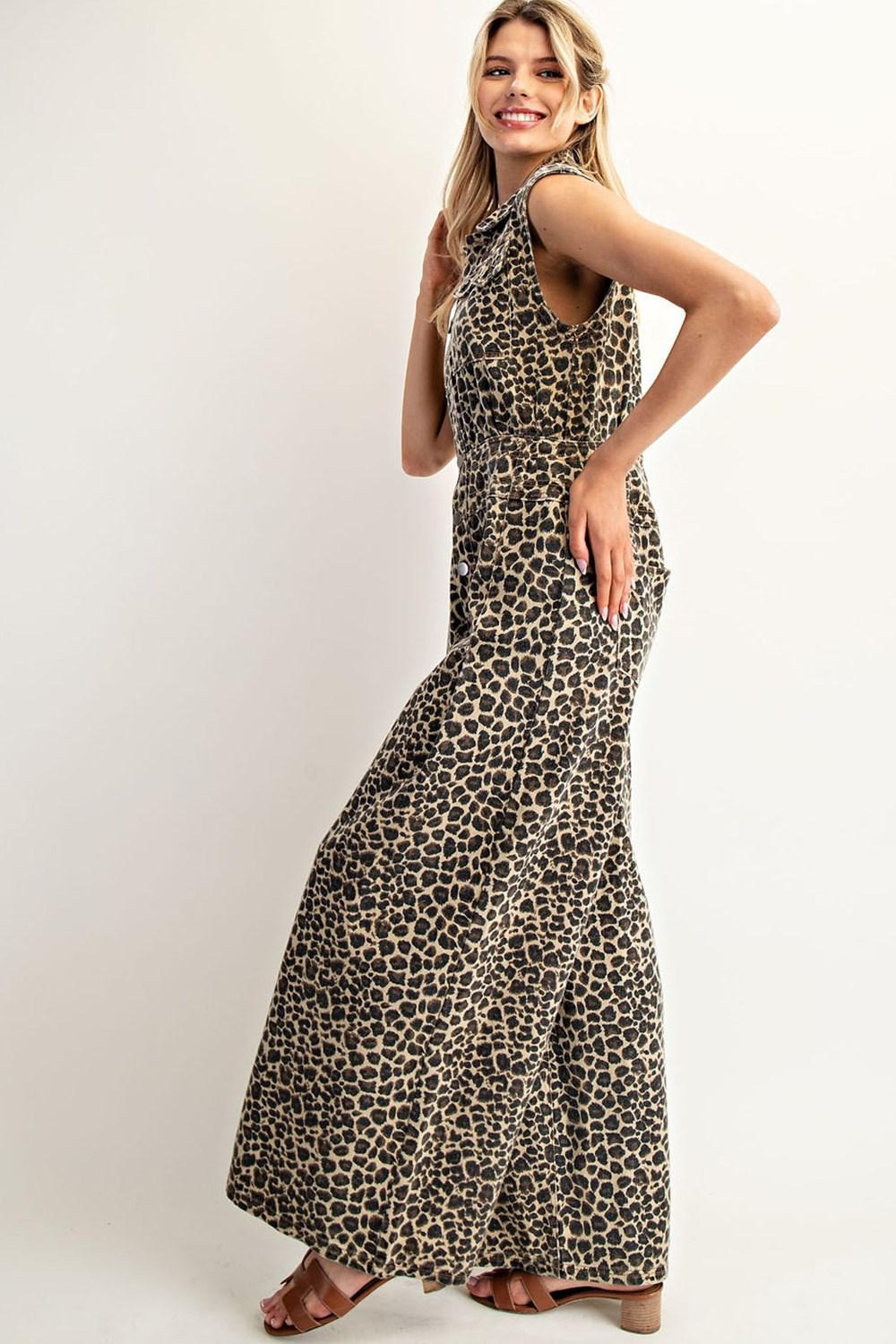 Leopard Sleeveless Jumpsuit BK14042