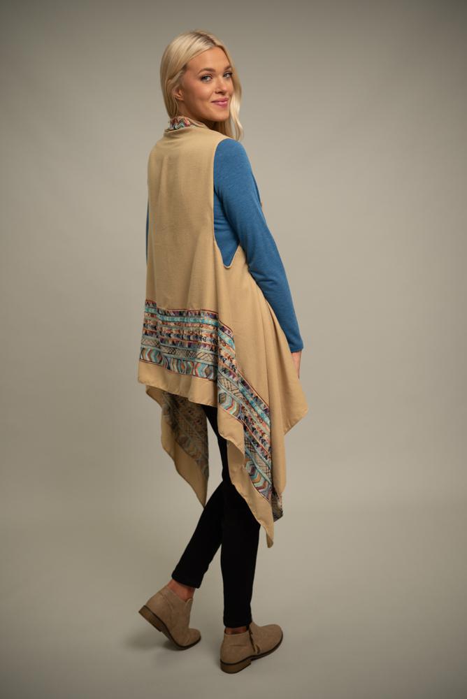 AZTEC PATTERN EMBROIDERED VEST