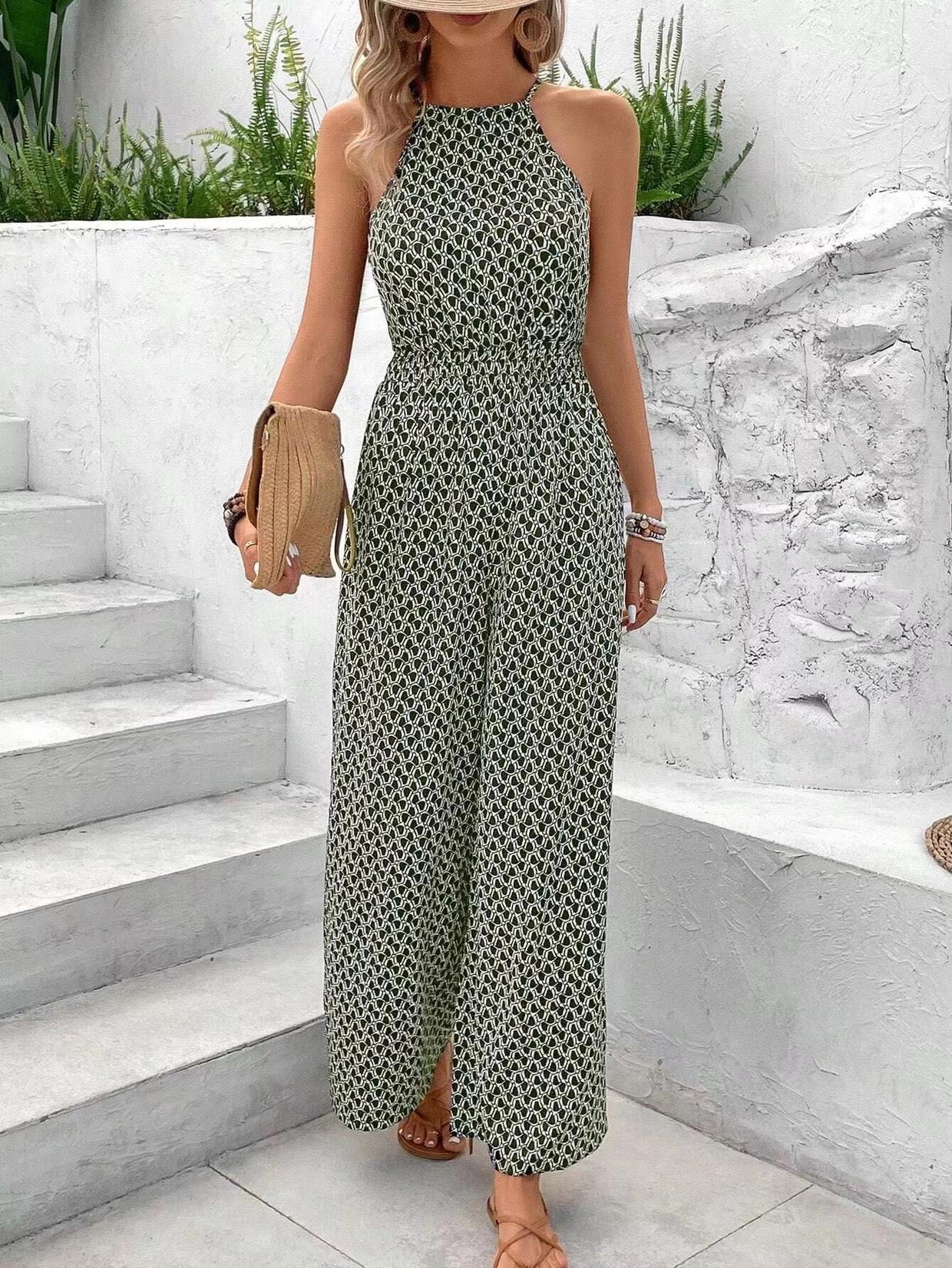 Patterned Jumpsuit - Green