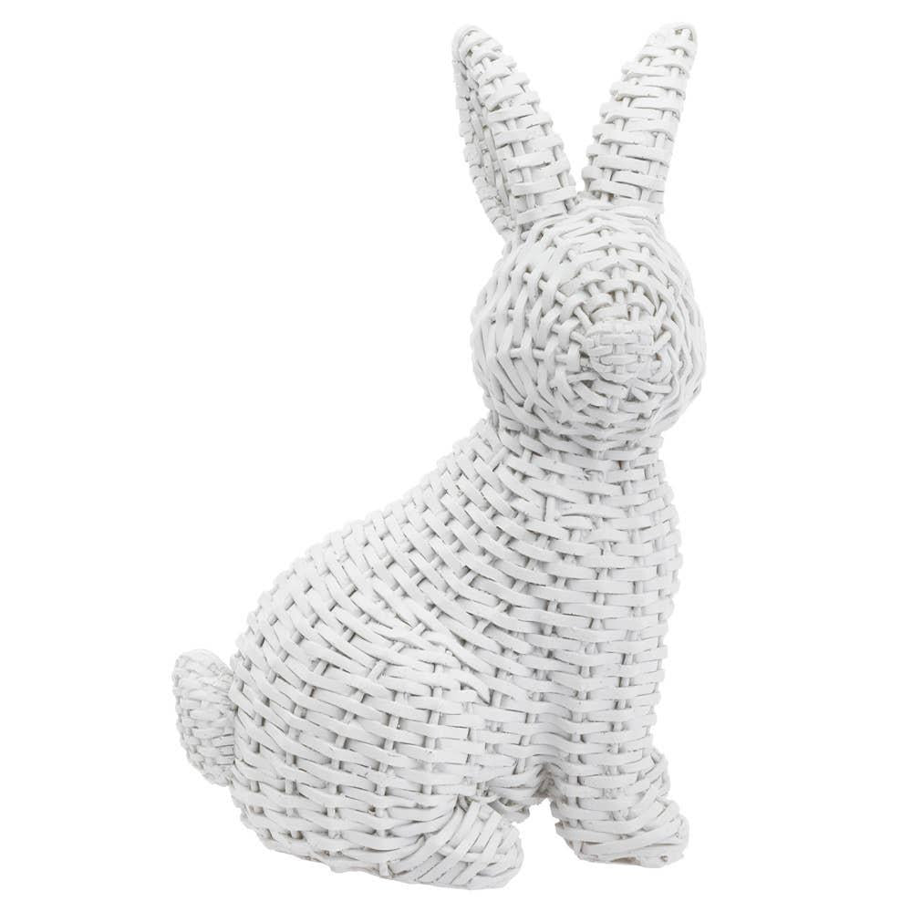White Wicker Resin Standing Bunny Easter - 8" or 10"