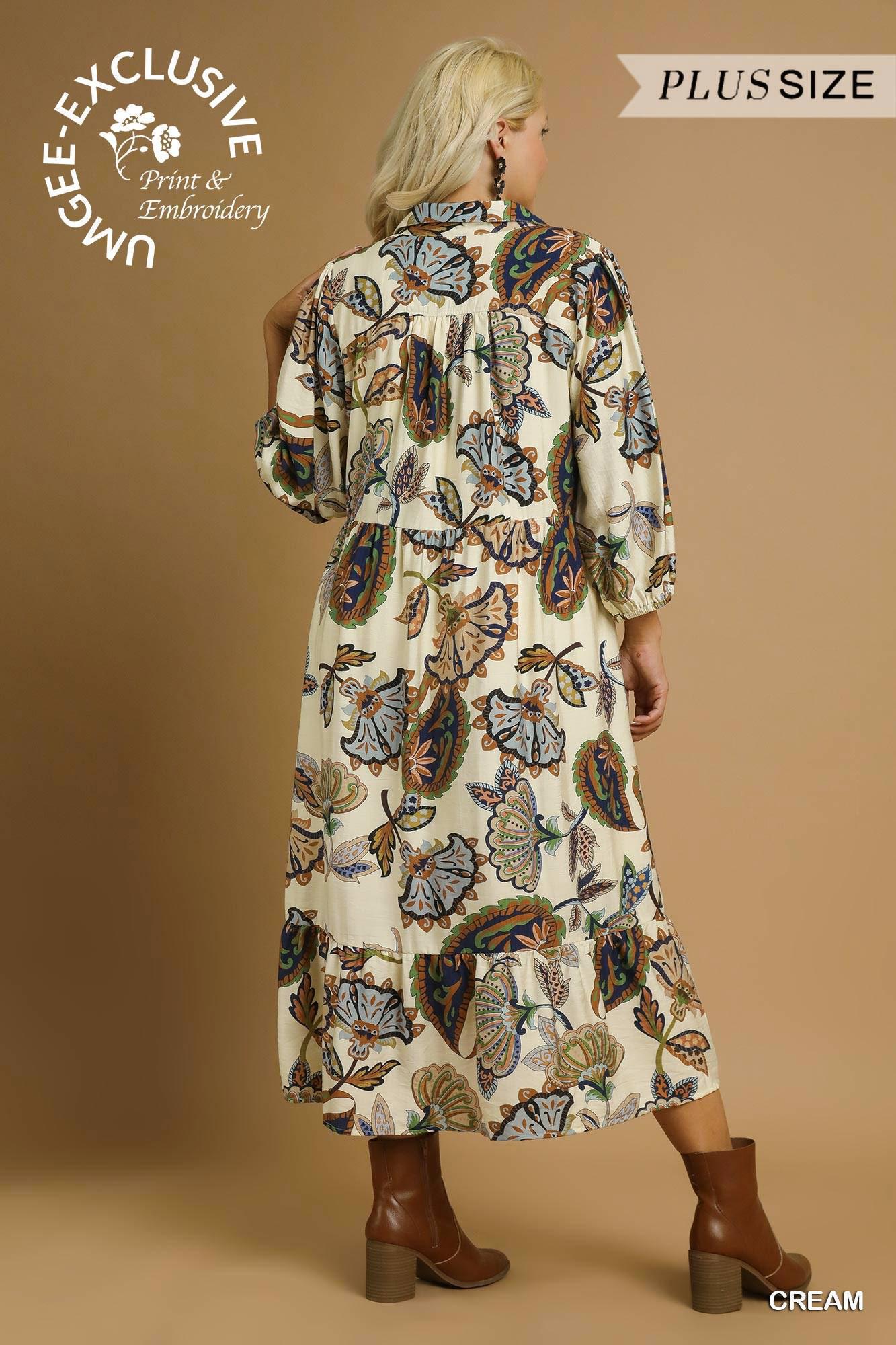 Boho Paisley Tiered Midi Dress - Umgee