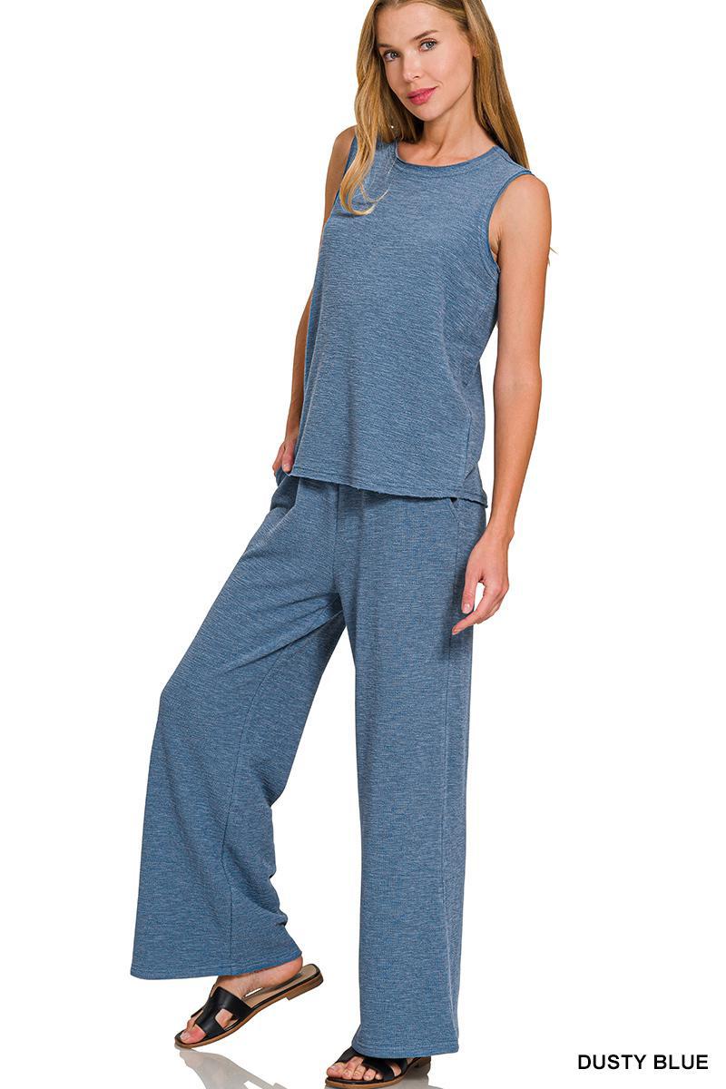 Zenana CTCP-2529 Cotton Slub Tank & Pants Set