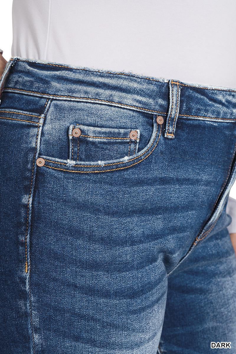Zenana DNP-1646DDX Plus kick crop flare denim pants