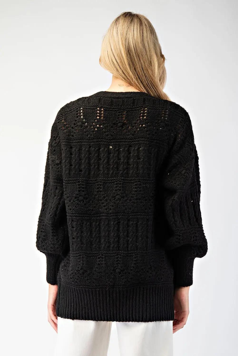 EE:SOME LONG WAIST CROCHET CARDIGAN