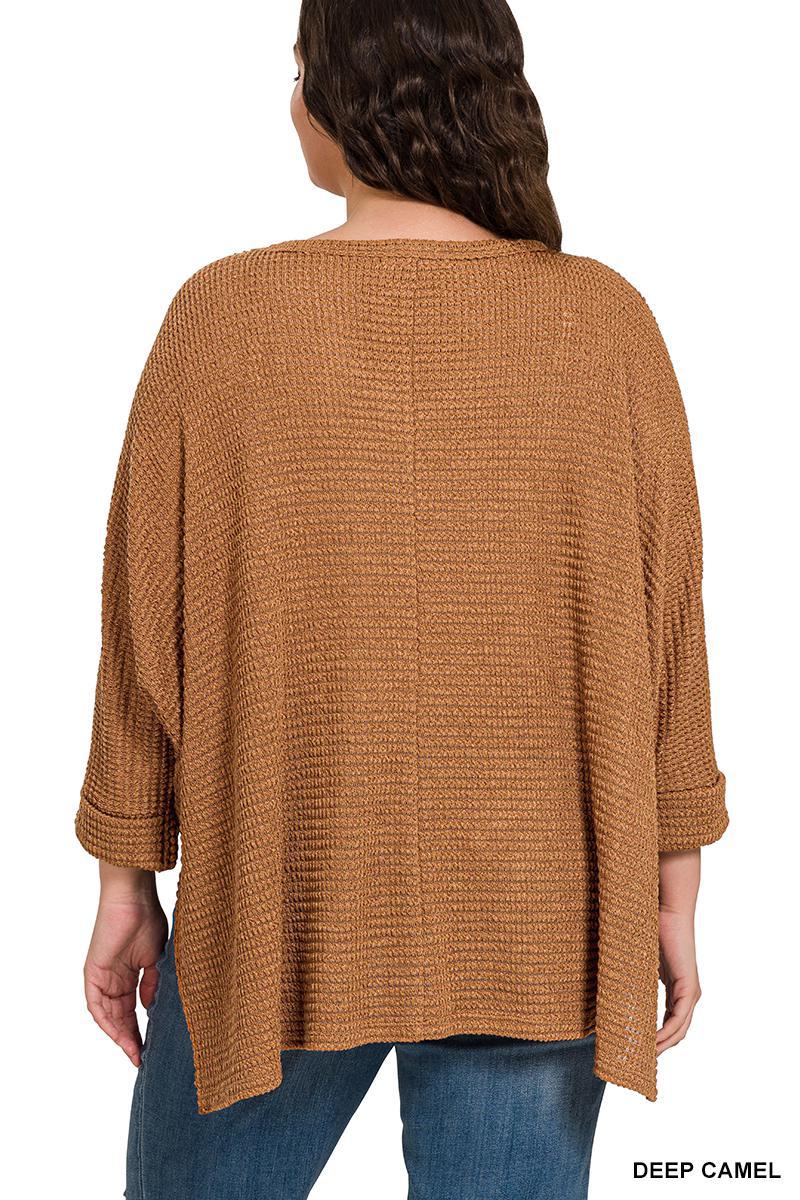 ZENANA HT-2194 3/4 Sleeve V-Neck Jacquard Sweater