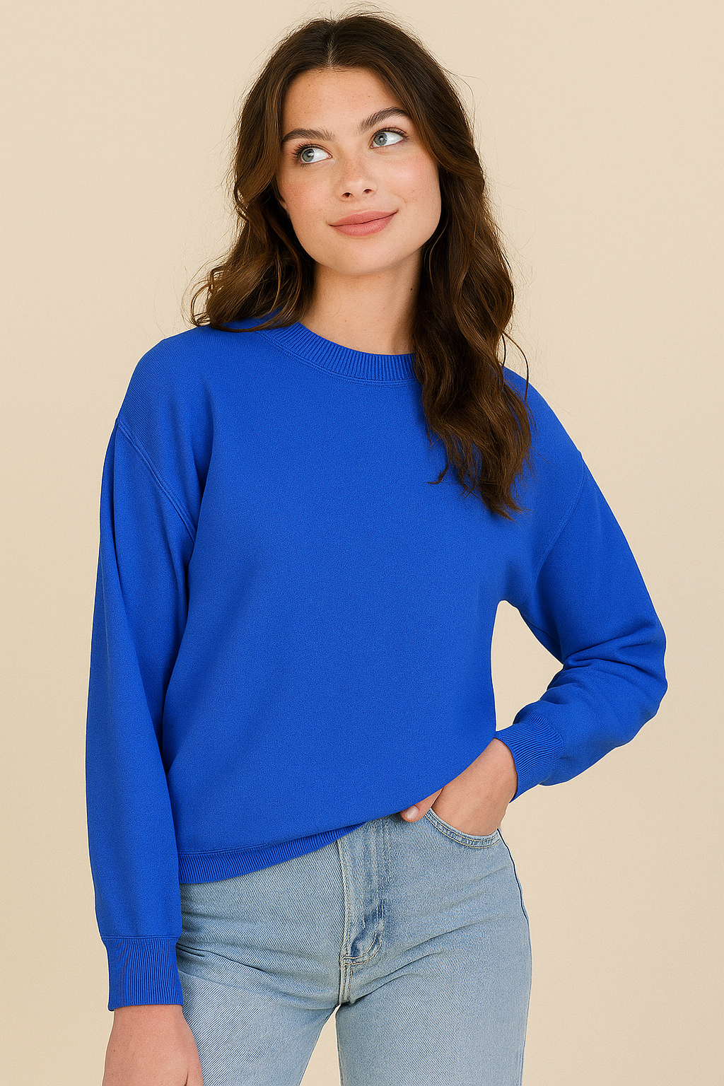 Drop Shoulder Crew Neck Sweater