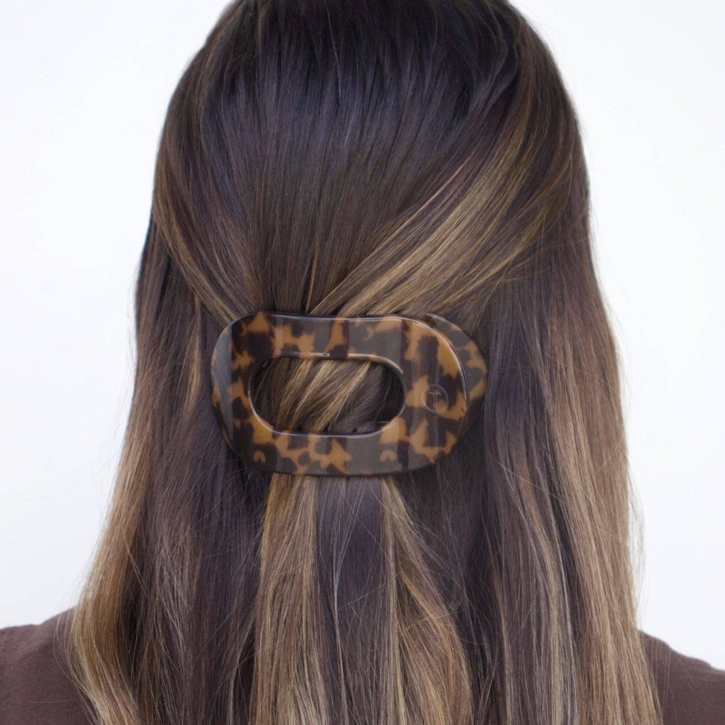 TELETIES Round Flat Hair Clip | Medium | Tortoise