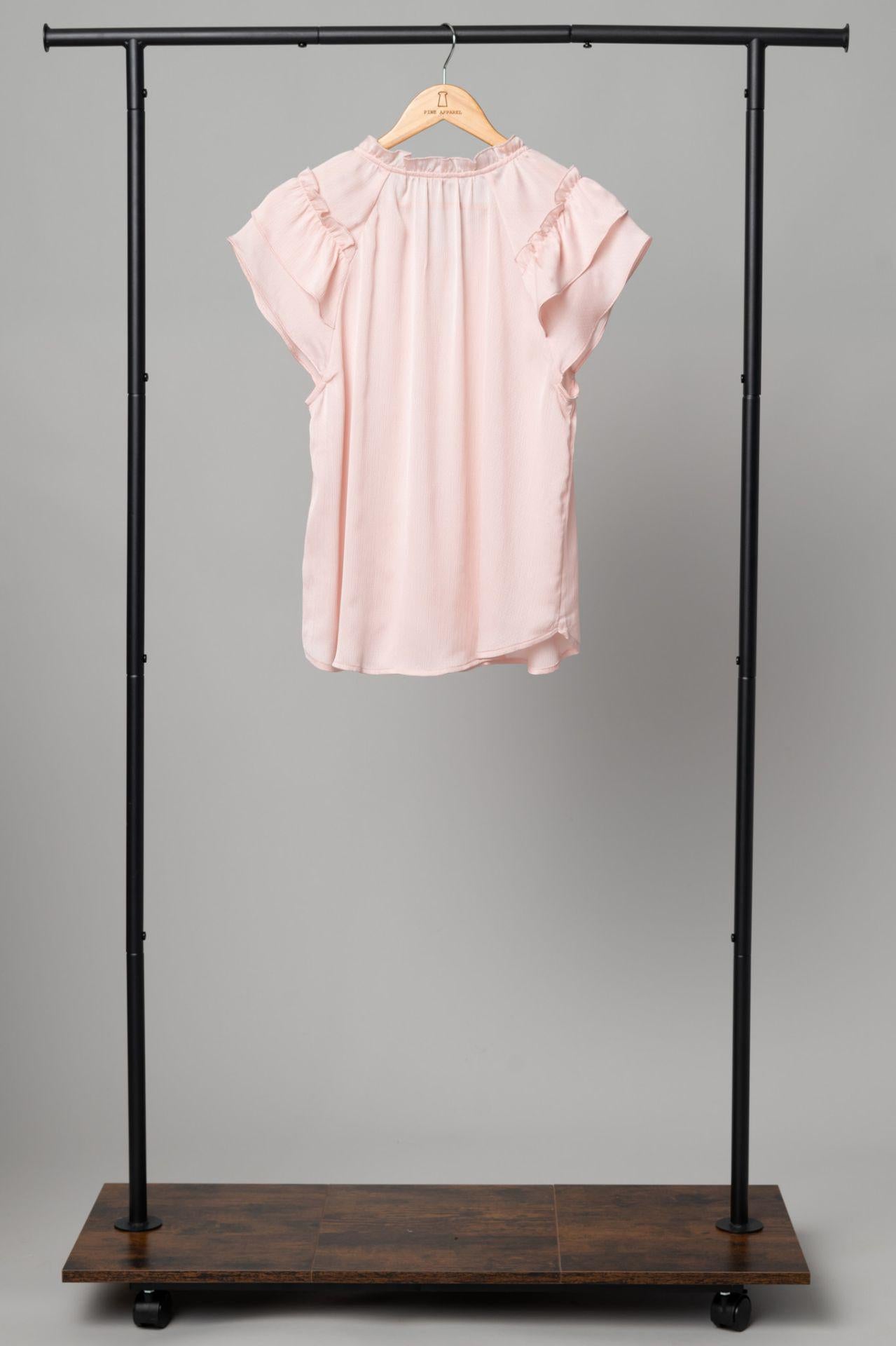 Georgette Tie Front Ruffle Sleeve Blouse