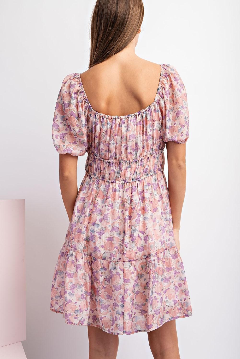 Short Sleeve Floral Print Dress DG10013