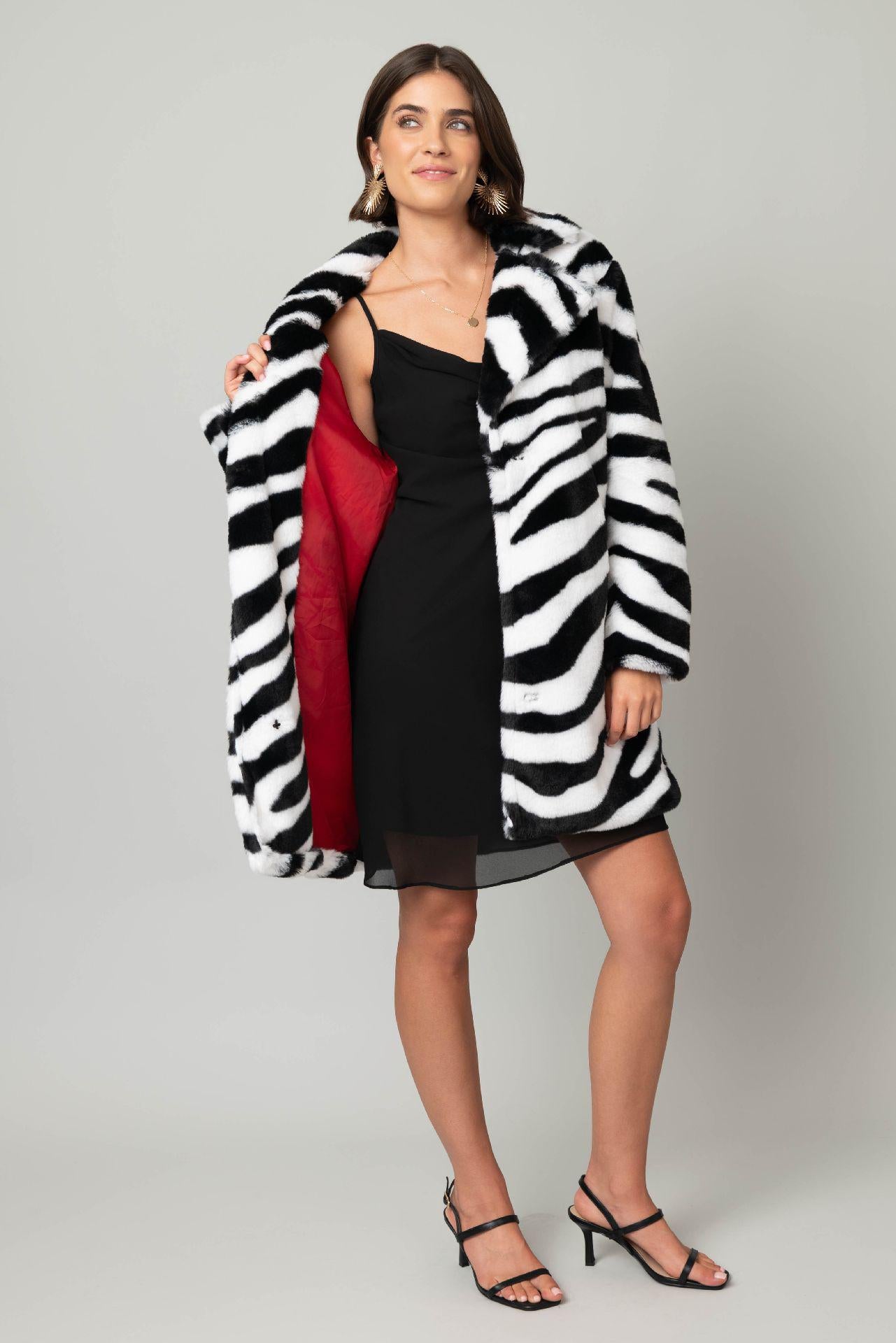 Faux Fur Lined Knee Length Coat