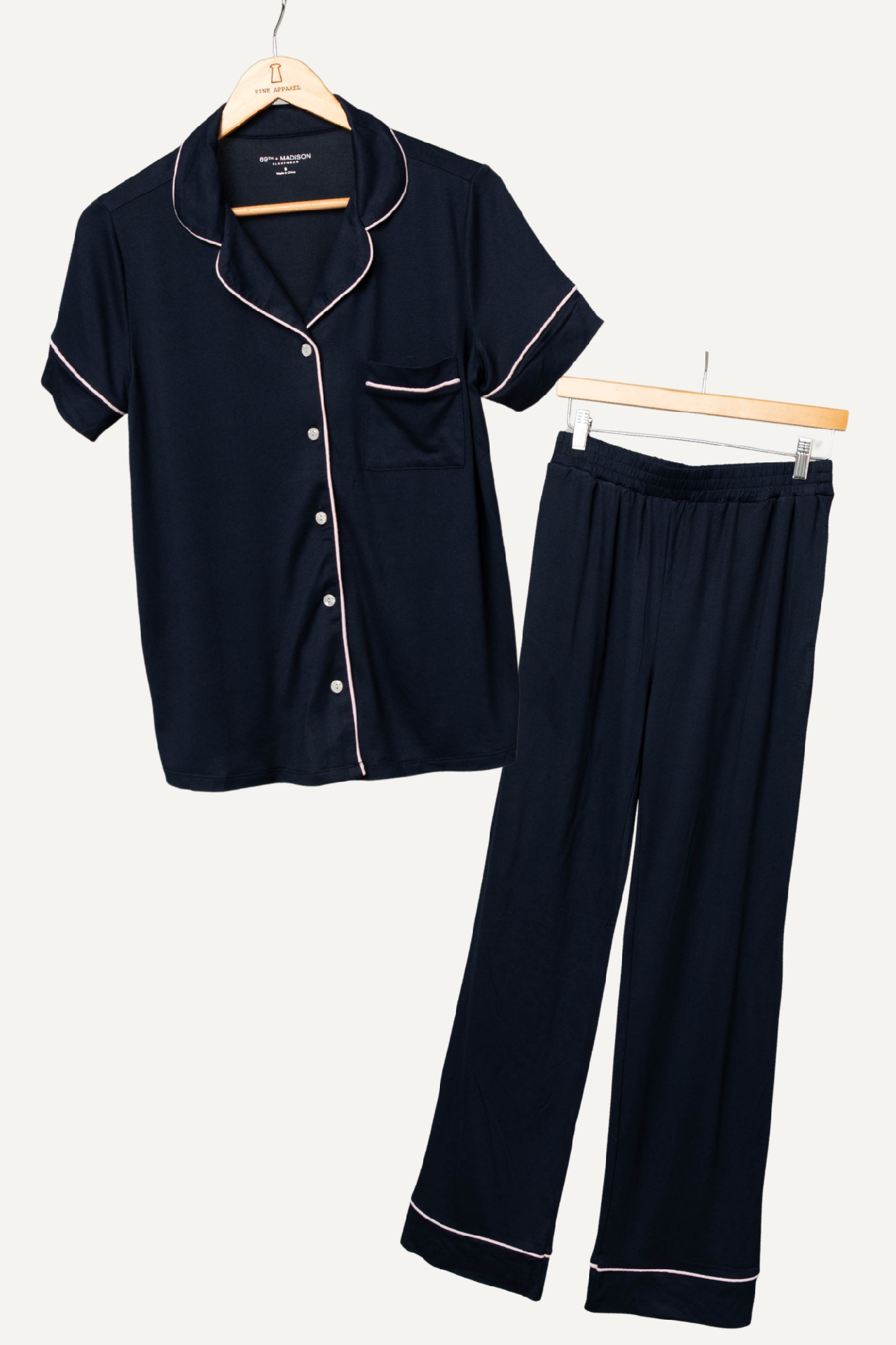 Yummy Jersey S/S Button Front Top + Pull On Pant PJ Set
