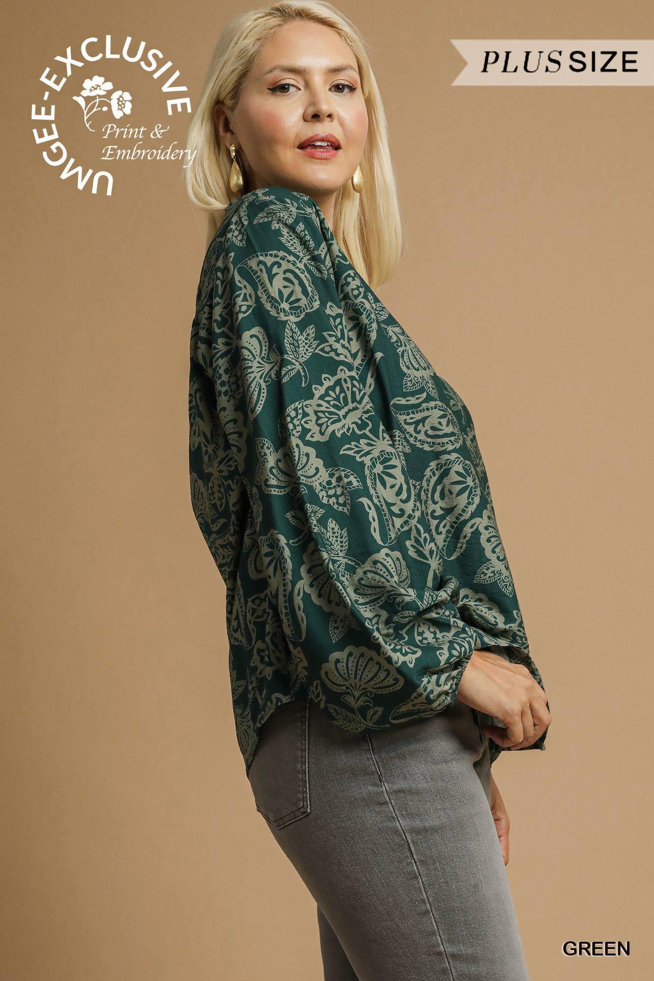 UMGEE Two Tone Abstract Print Blouse