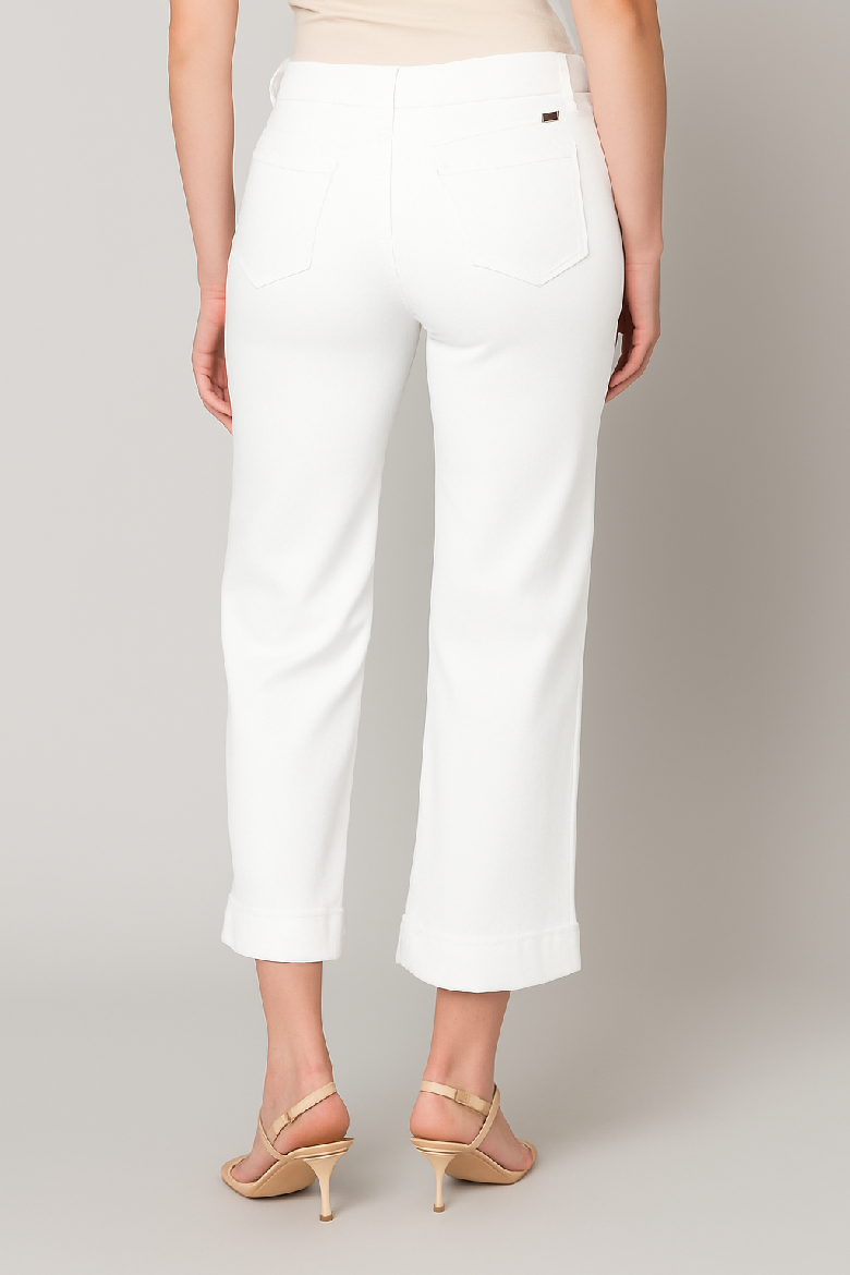 Cropped Wide Leg Jean White