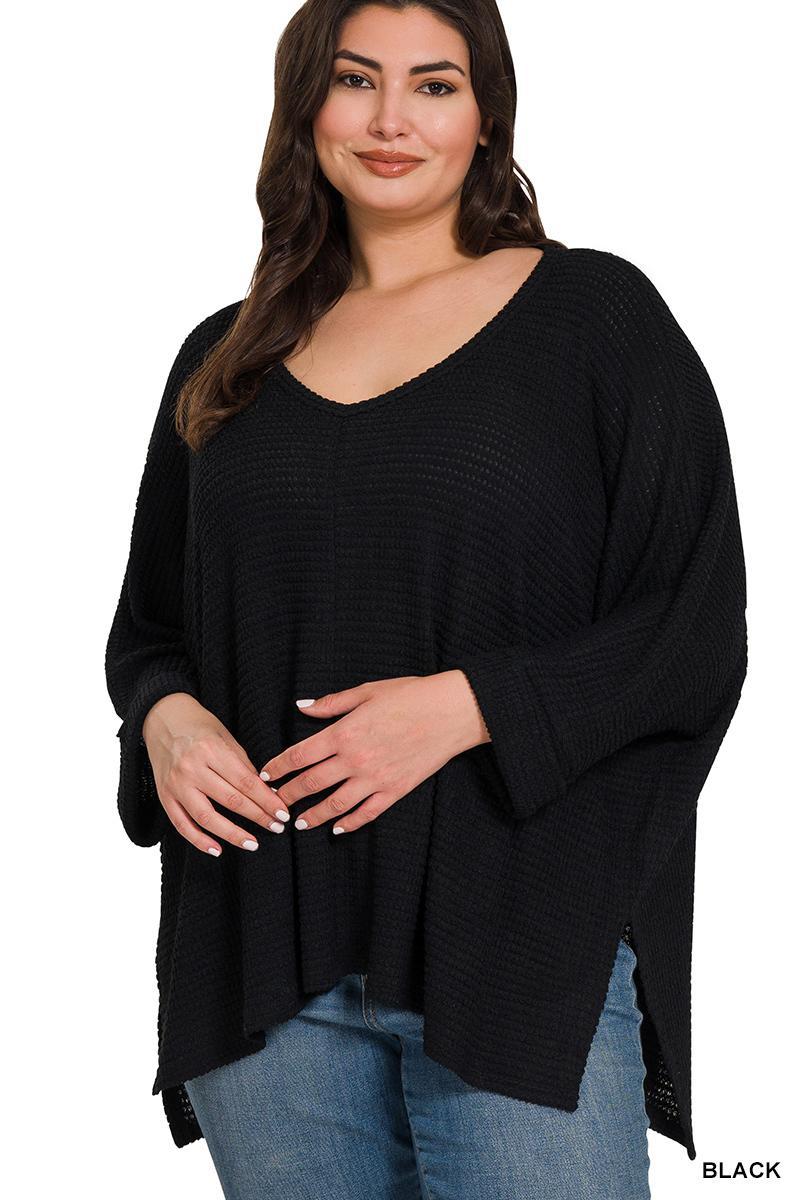 ZENANA HT-2194 3/4 Sleeve V-Neck Jacquard Sweater