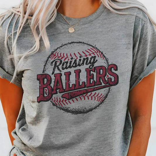 Baseball Mom Game Day Sports Raising Ballers Graphic Tee