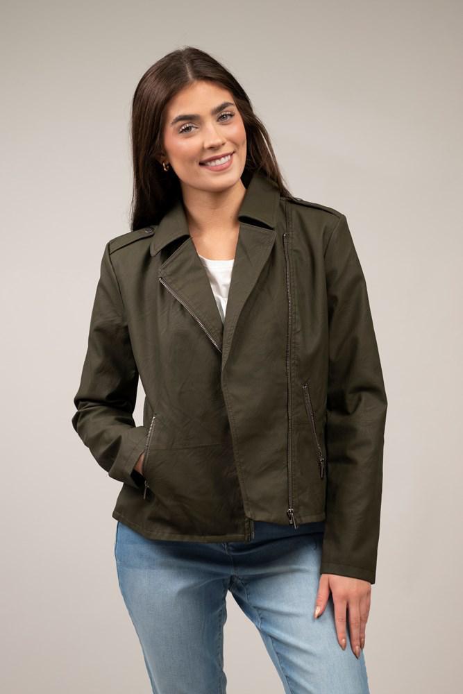 ASYMMETRICAL ZIP VEGAN LEATHER MOTO JACKET