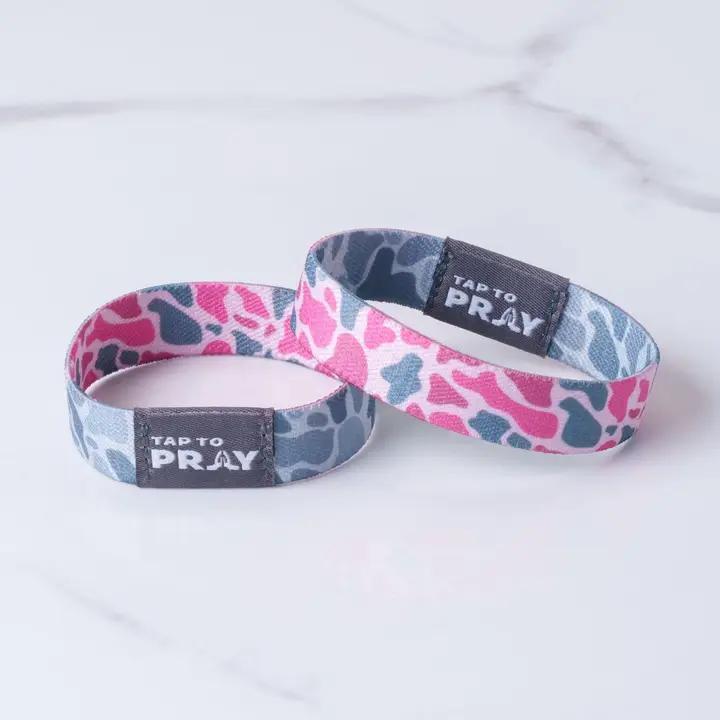 Tap To Pray® Wristband – River Rock Camo - Pink & Ash