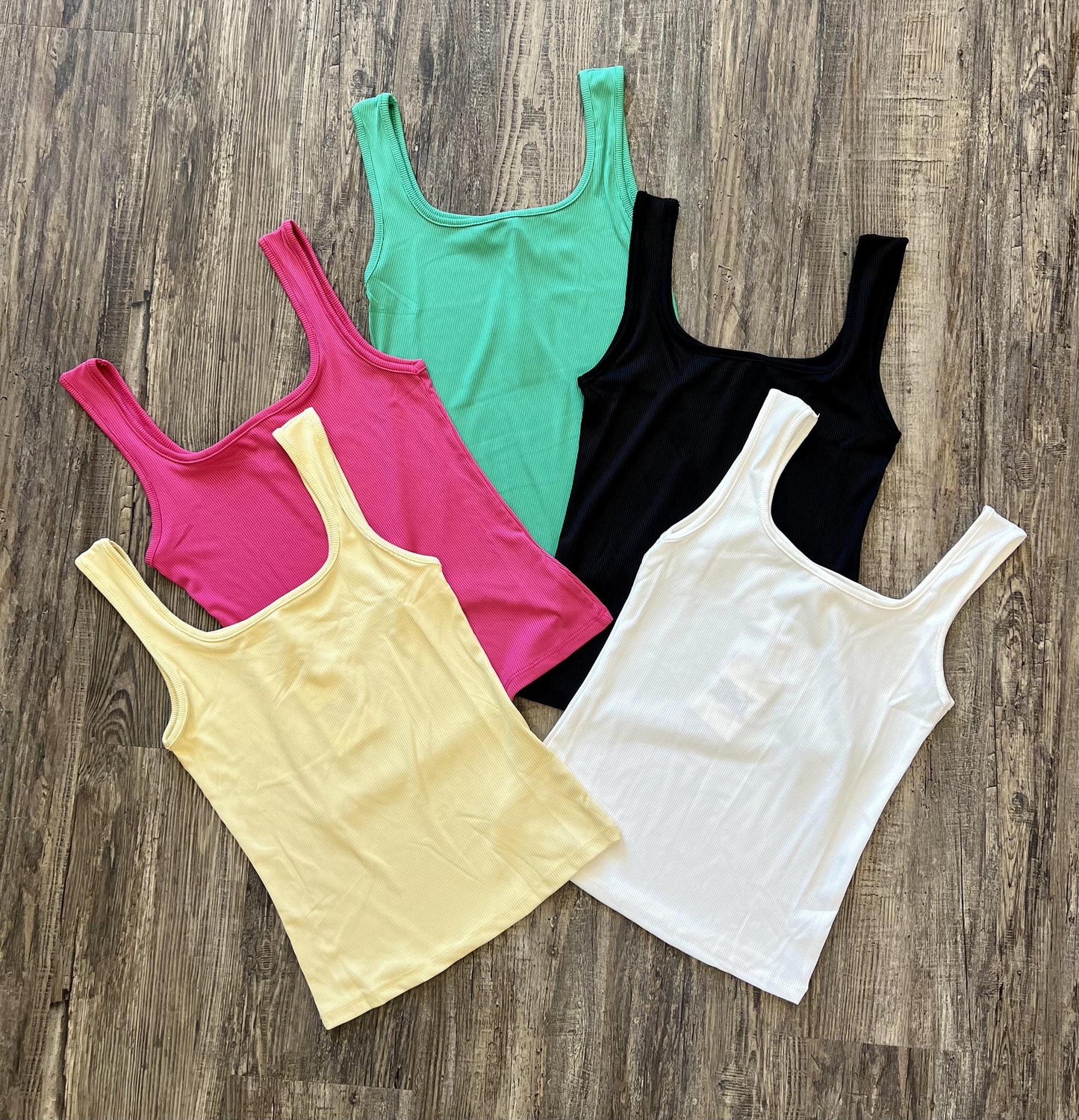 G&E 7966B Square Neck Rib Knit Tank Top