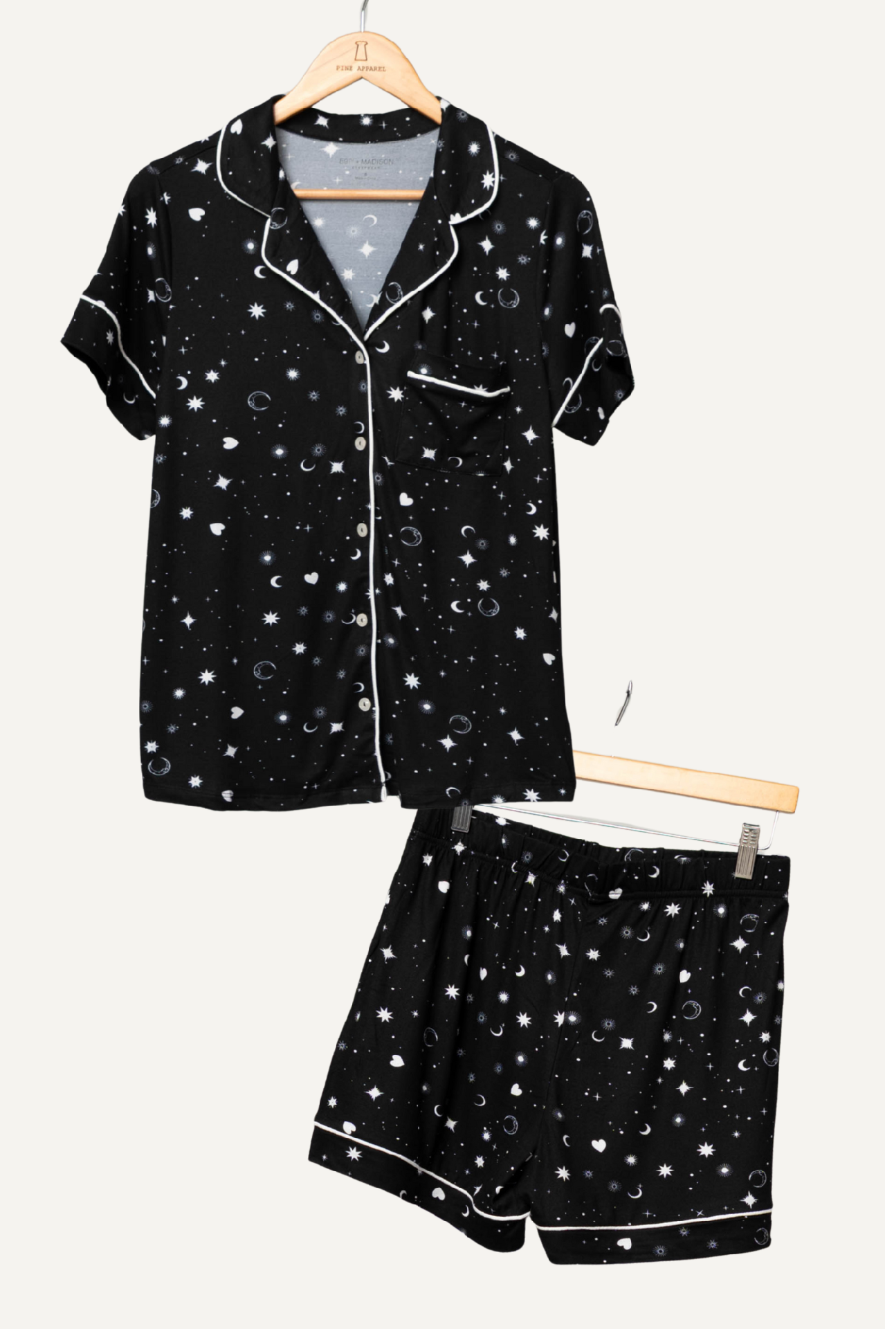 Yummy Jersey S/S Button Front Top + Pull On Short PJ Set