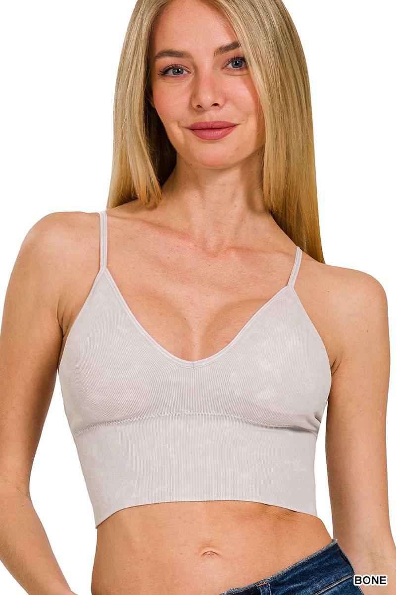 ZENANA 6204 Washed Ribbed Seamless Bra Padded Tank Top
