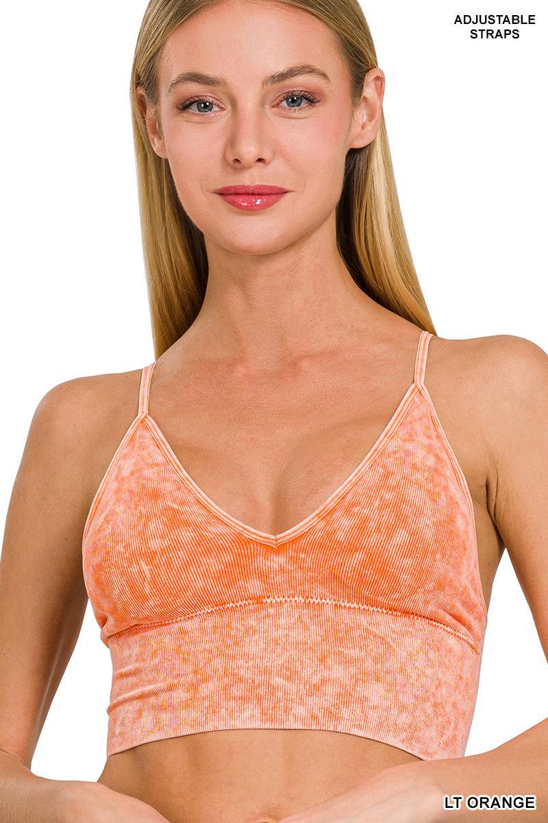 ZENANA 6204 Washed Ribbed Seamless Bra Padded Tank Top