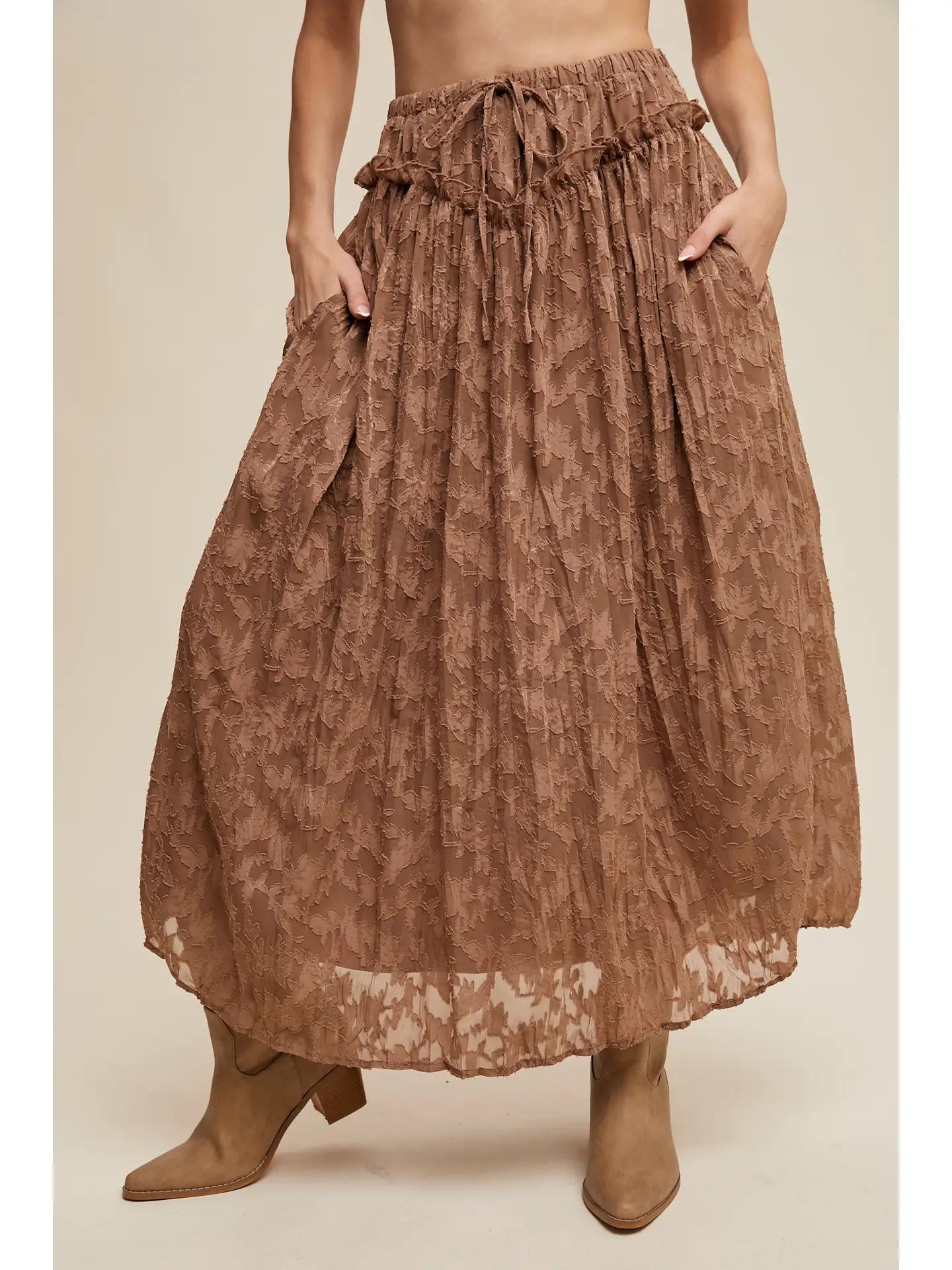 Floral Textured Maxi Skirt