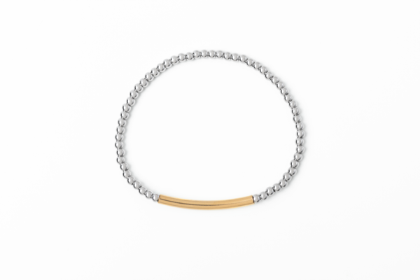 Meralora 3mm w/ Bar Mixed Metal Stretch Bracelet