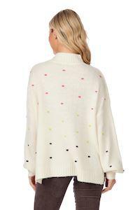 Mud Pie White Novie Pom Sweater