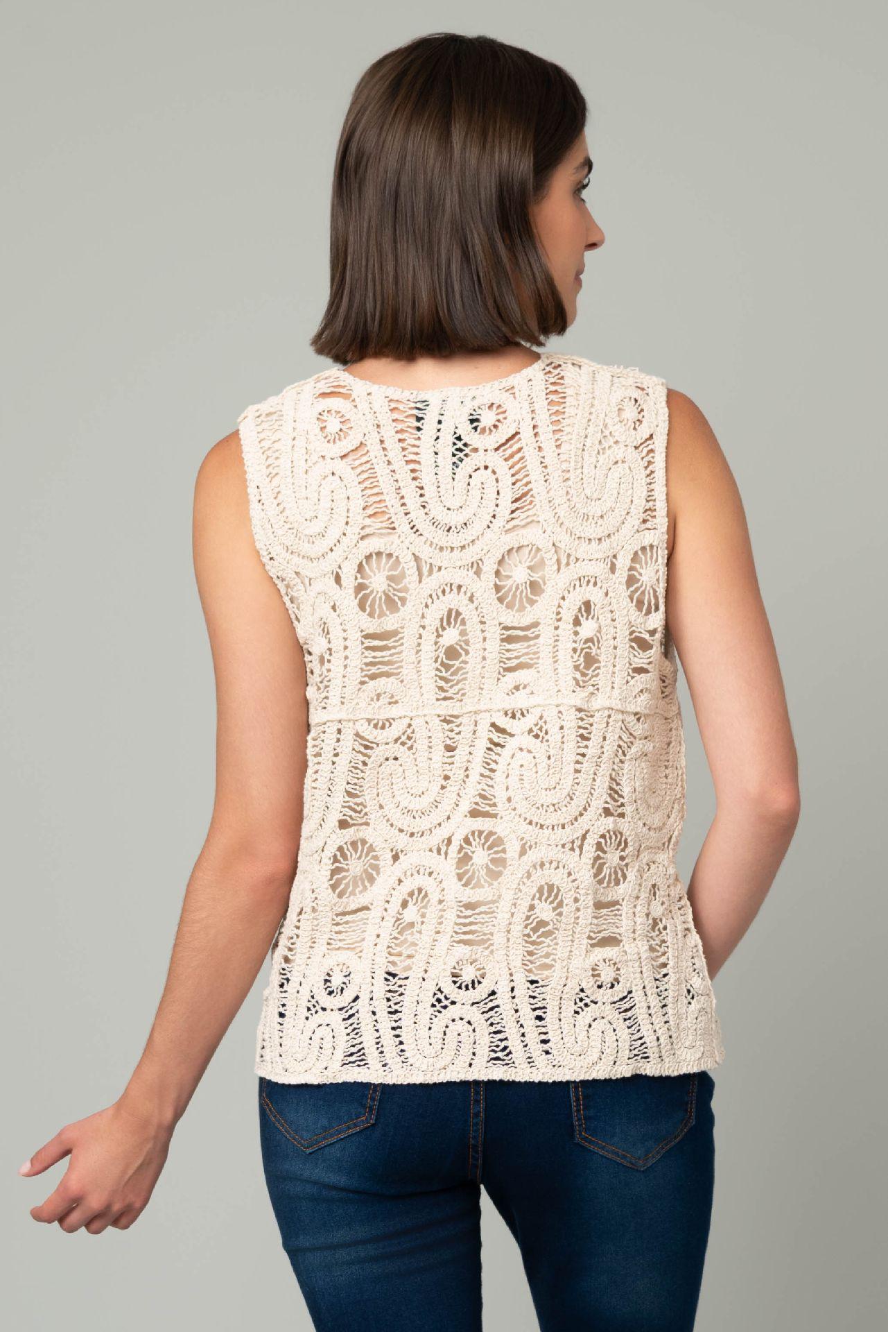 Paisley Button Front Crochet Vest