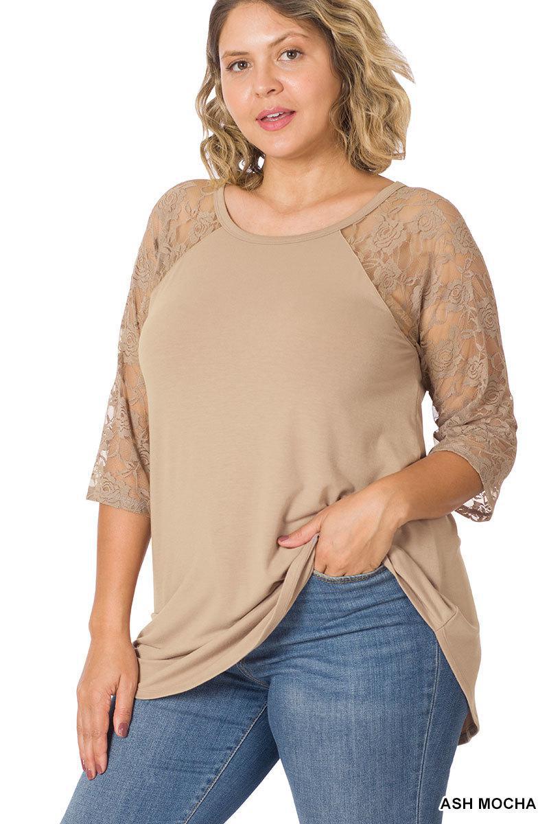 ZENANA LT-6332 Lace Half Sleeve Top