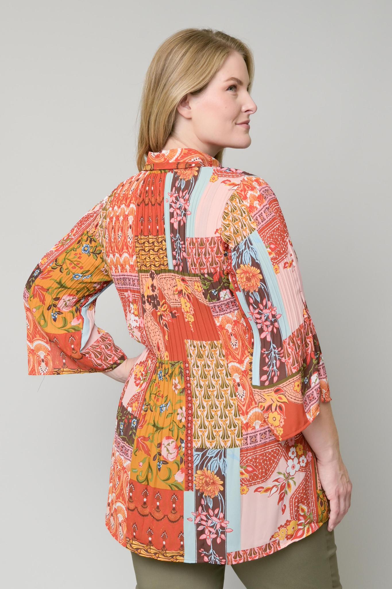 Georgette Button Front Bell Sleeve Blouse