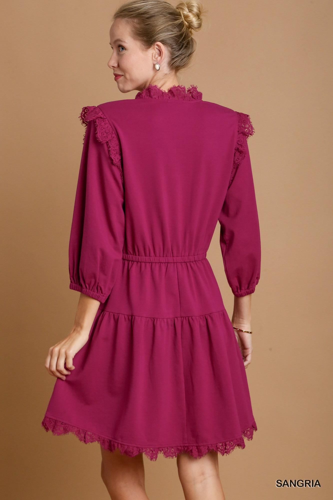 Umgee K7561 French Terry Tiered Dress