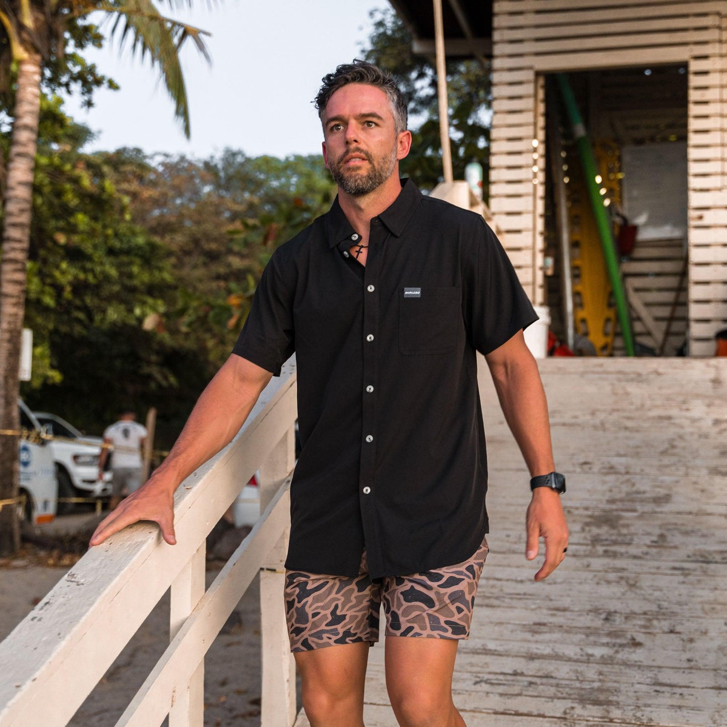 BURLEBO - PERFORMANCE BUTTON UP - HEATHER BLACK