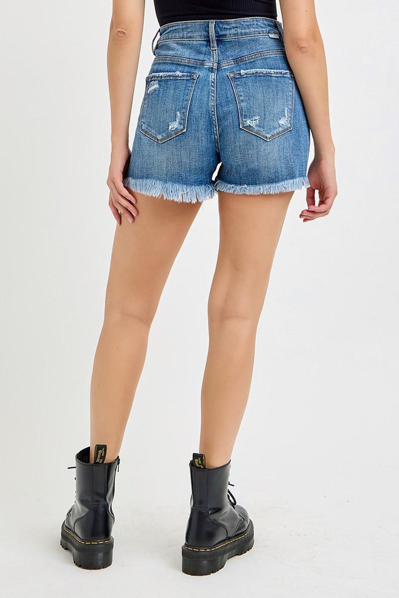 RISEN RDS6146 HIGH RISE FRONT DISTRESSED SHORTS