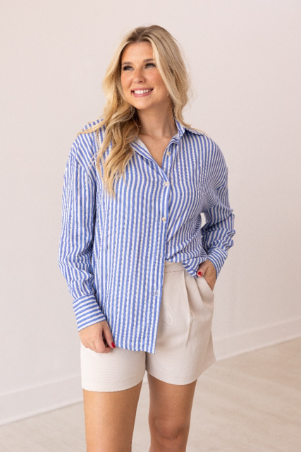G&E 7660B-SS The Kathryn Button-Up Striped