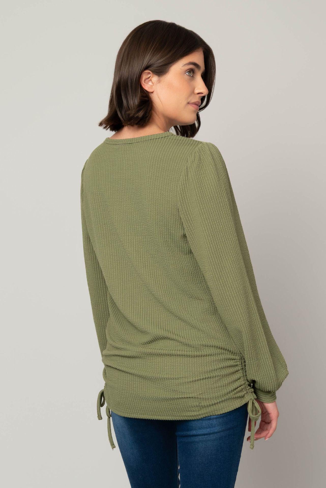 Baby Cable Balloon Sleeve Top w/ Cinching