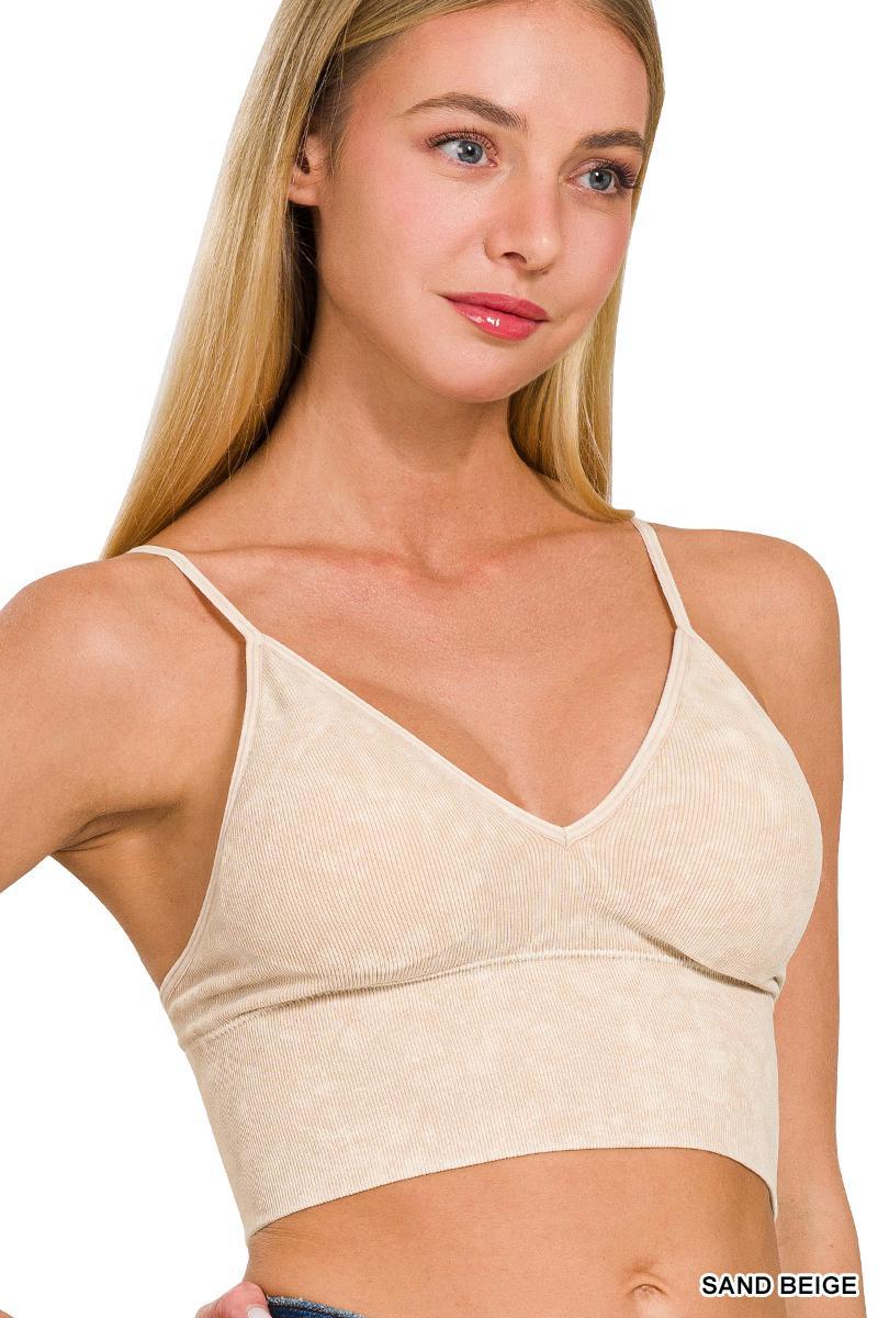 ZENANA 6204 Washed Ribbed Seamless Bra Padded Tank Top