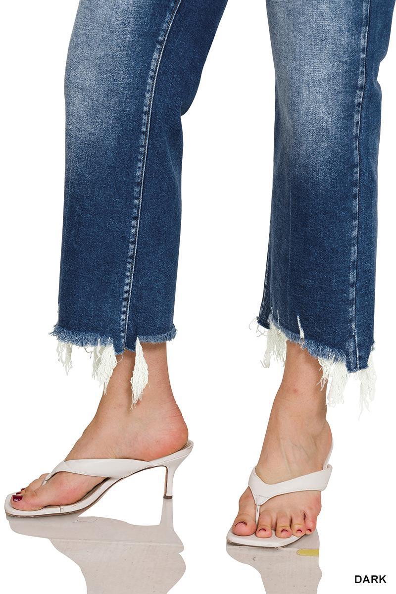 Zenana DNP-1646DDX Plus kick crop flare denim pants