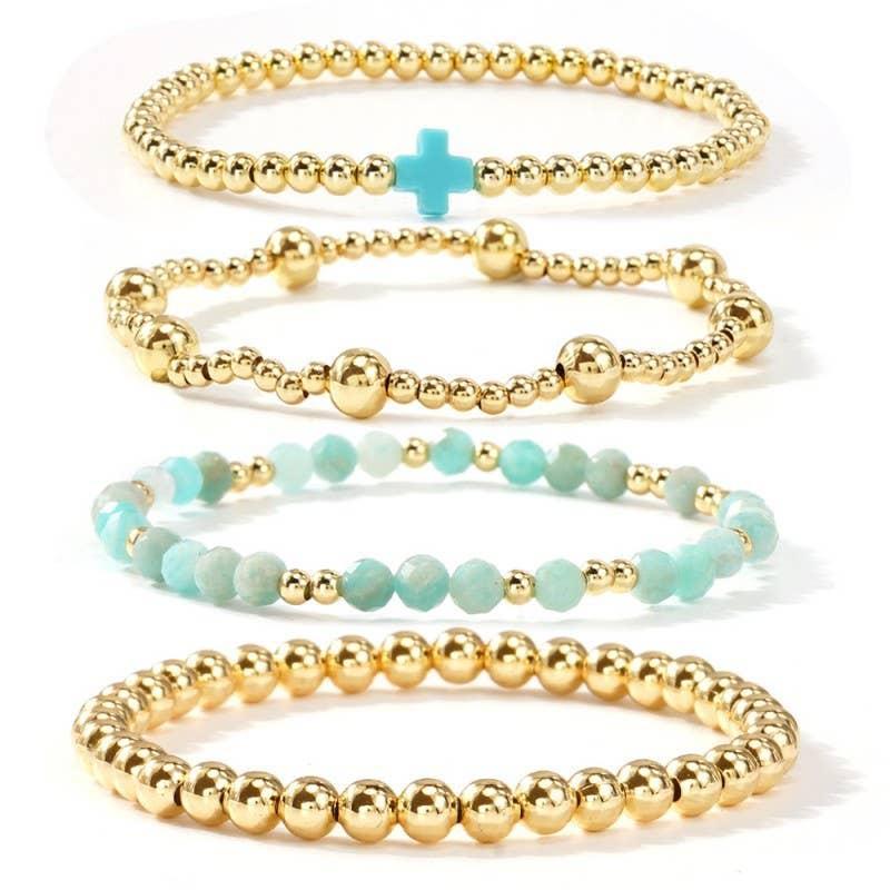 BOHO CROSS MULTI COLORFUL BEADED STRETCH BRACELET | 40B5180