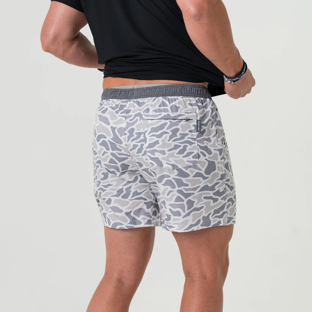 BURLEBO Athletic Short - White Camo - Grey Liner