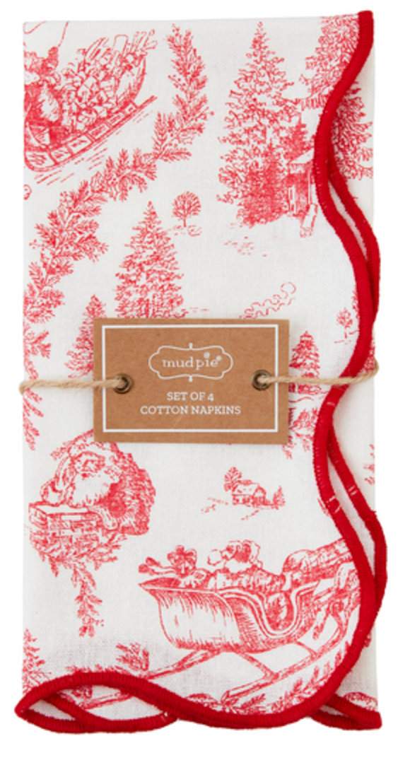 Merry Christmas Scallped Napkin Set
