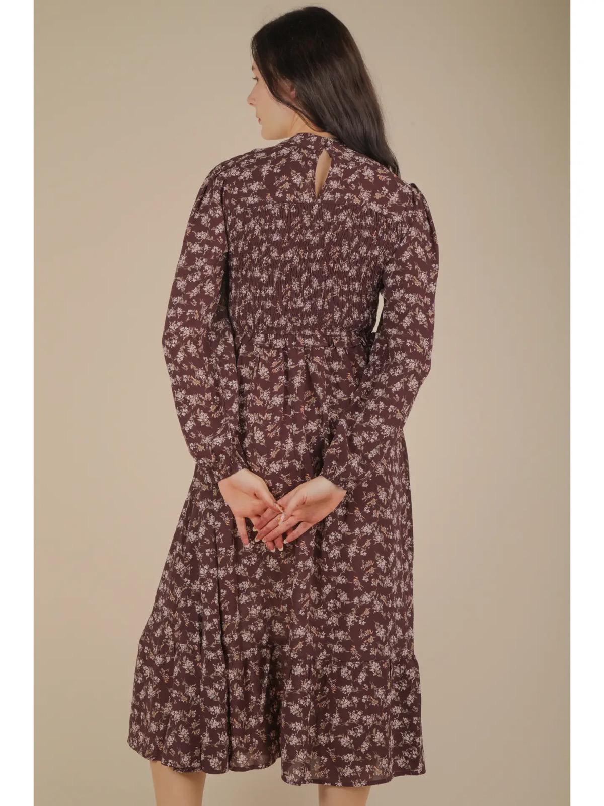 Georgette Floral Smocked Midi Dress